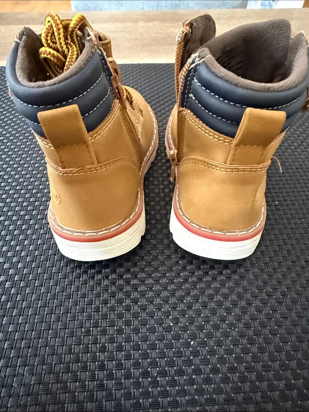 Kids Tan Lace-Up Ankle Boots